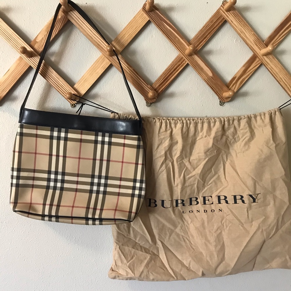 Burberry London leather trimmed classic hobo